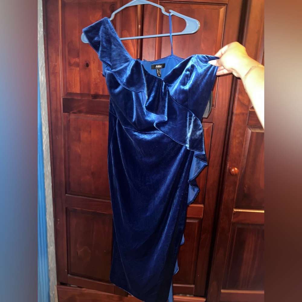 AIDAN MATTOX Royal Blue Suede Dress